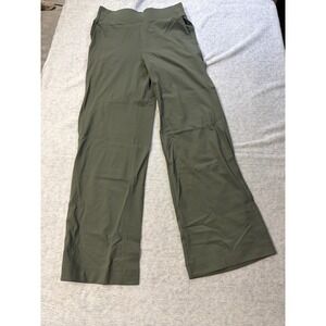 Members Mark Women Travel Wide Leg Pant Olive Green Small High Waist Side Pocket